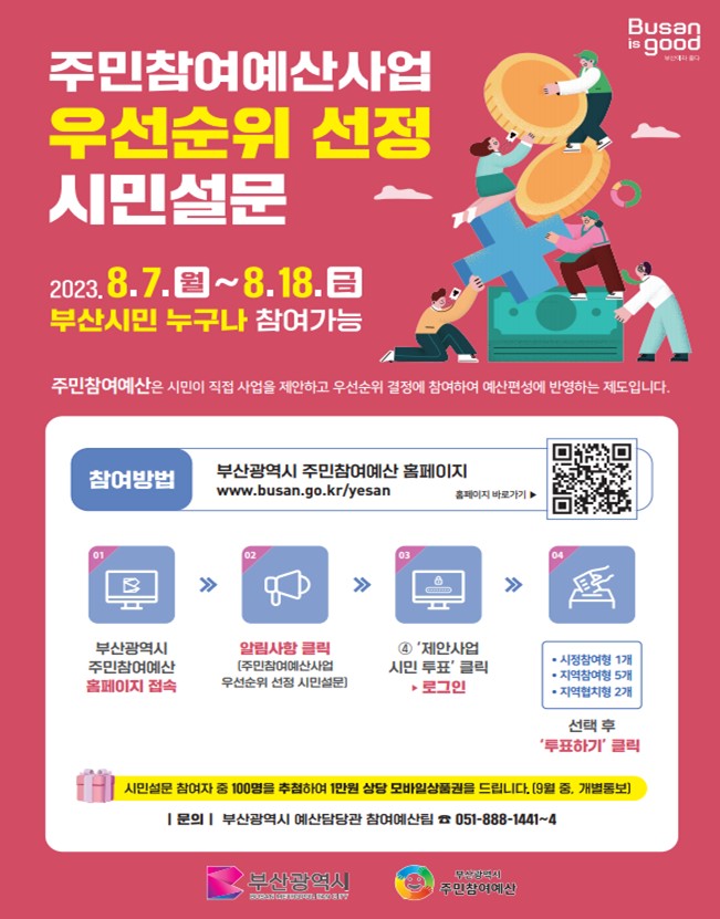 주민참여예산사업 우선순위선정 시민설문 포스터